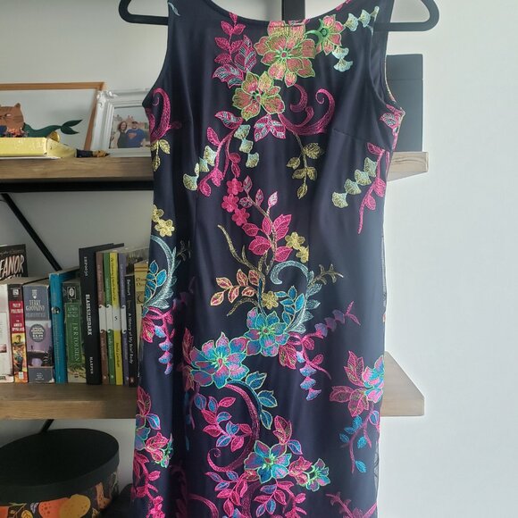 Embroidered Wedding Guest Cocktail Dress US Size 2 Petite - Picture 1 of 7